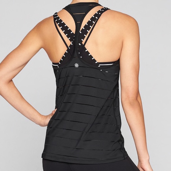 Athleta Tops - ❌SOLD❌Athleta | Stripe Mesh High Neck Chi Tank